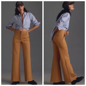 Anthropologie Maeve Naomi Flare Pants Brown Women’s Size 4P Wide Leg Ponte